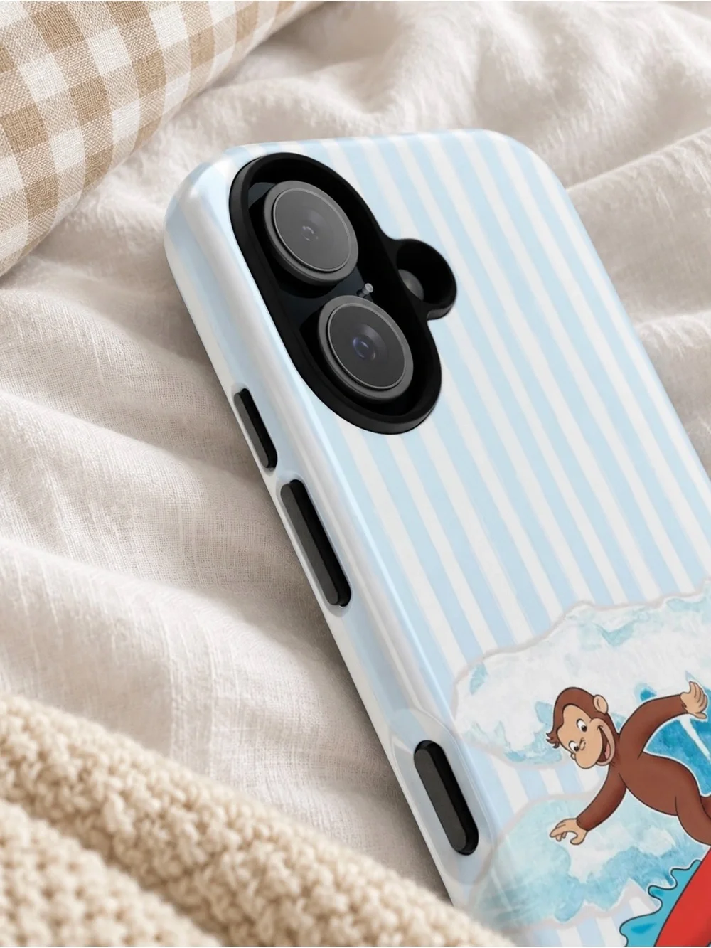 Surfing Curious George Stripe Tough Phone Case